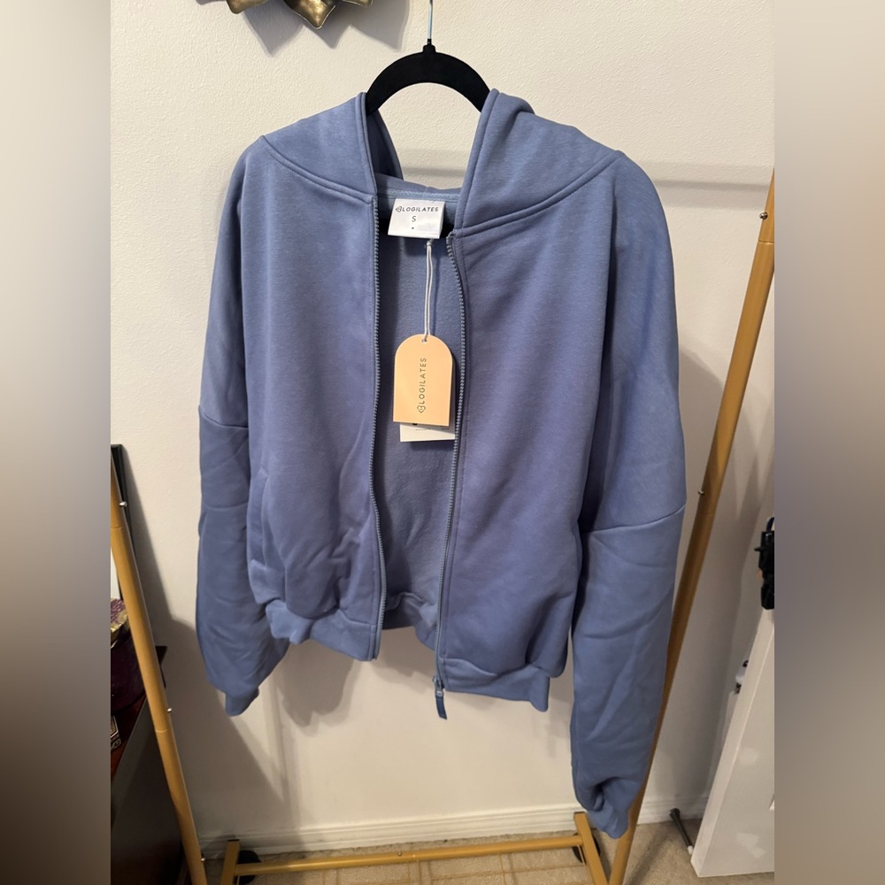 Blogilates Women's Marshmallow
Full Zip Hooded Sweatshirt -
Steel Blue S